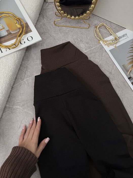 Лосини зі штрипками шоколад теплі микродайвінг на флісі