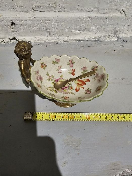 Креманка для джему фаянс латунь