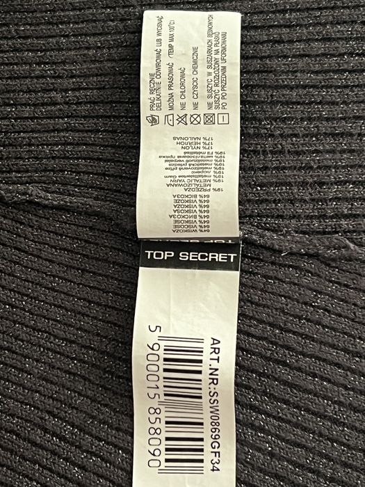 Top secret grafitowy sweterek ze srebrną nitką rozmiar 34