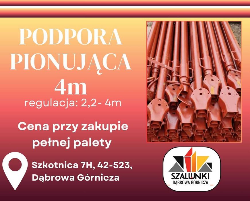 Podpora pionująca wypora budowlana 4m szalunki wypory budowlane zapora