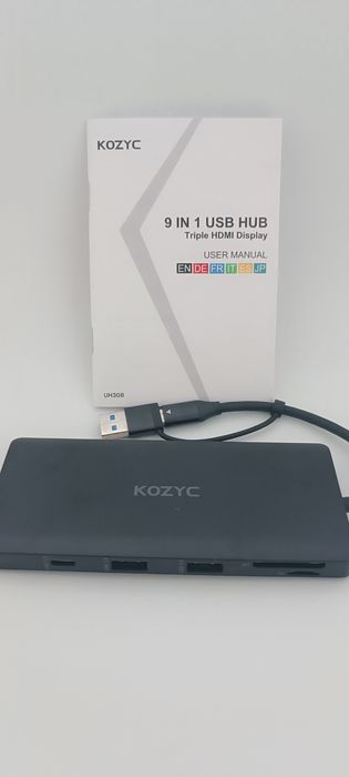 USB-C хаб док-станція KOZYC 9-в-1 на 3 монітори HDMI / USB 3.0 / PD 100W