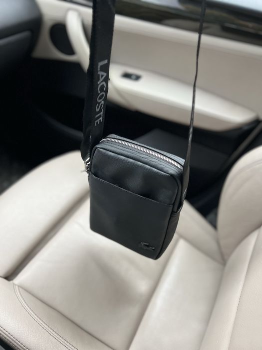 Чоловіча сумка Lacoste чорна через плече | стильна месенджер | нова