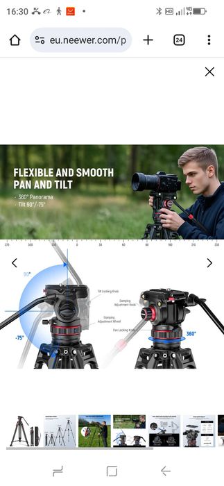 Statyw wideo NEEWER LL37 78" z włókna węglowego