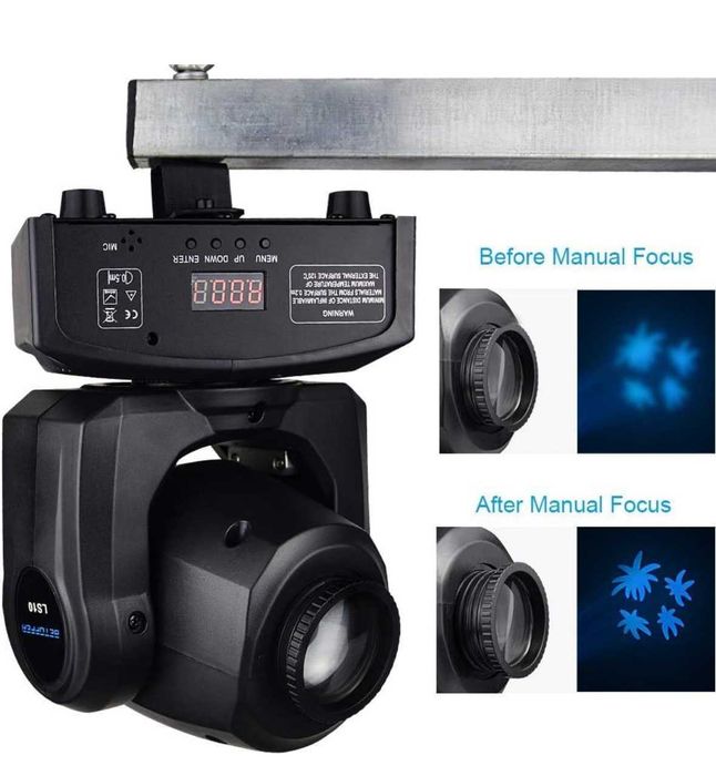 Cabeça móvel LED RGB, holofote DJ DMX com modos de som automático