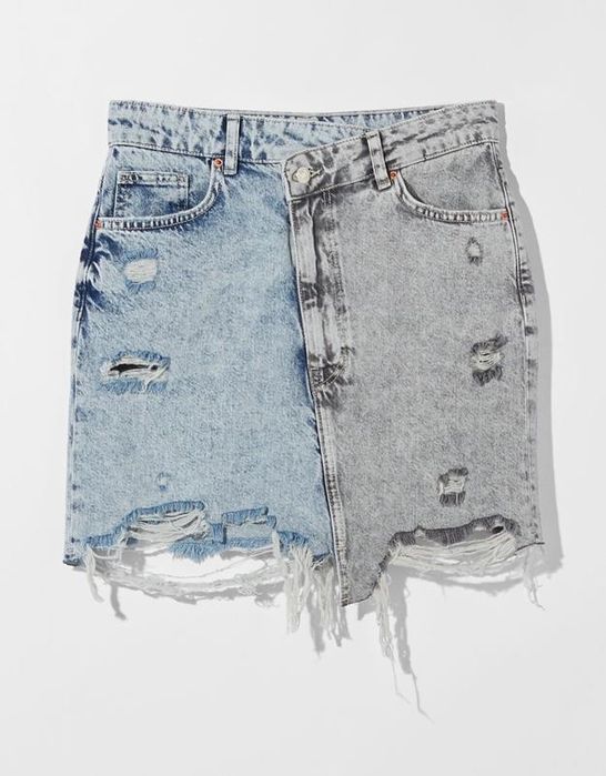 Стильна джинсова юбка в двох тонах bershka