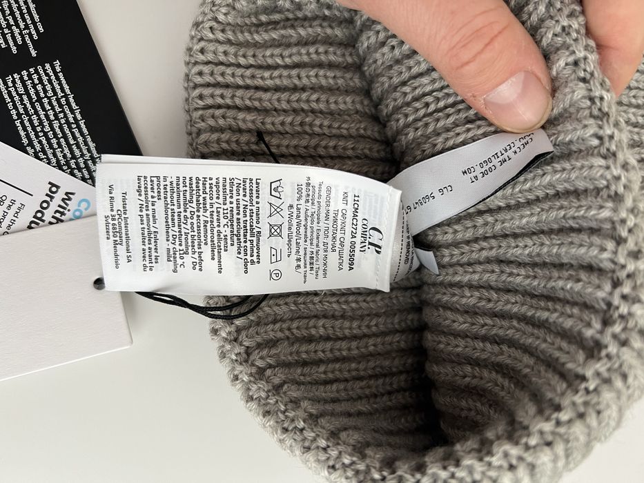 Шапка CP Company натуральная шерсть серая,шапка Сипи компани