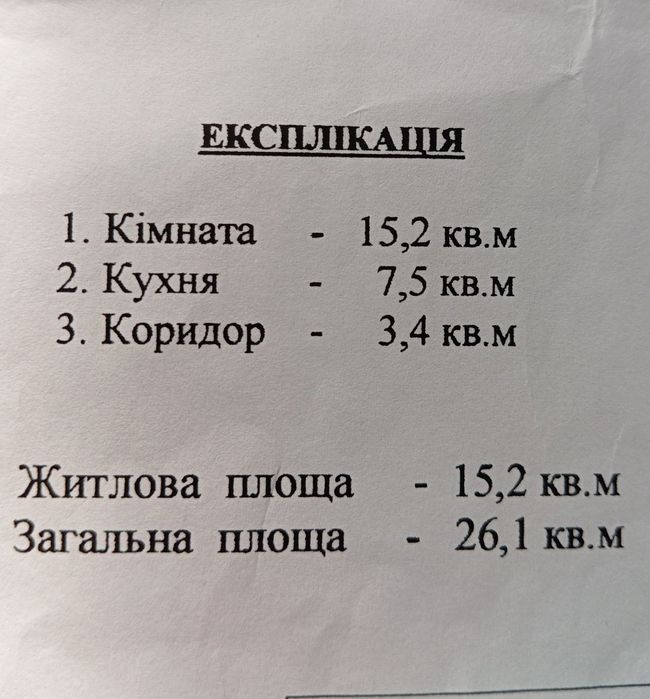 Однокімнатна квартира в гуртожитку