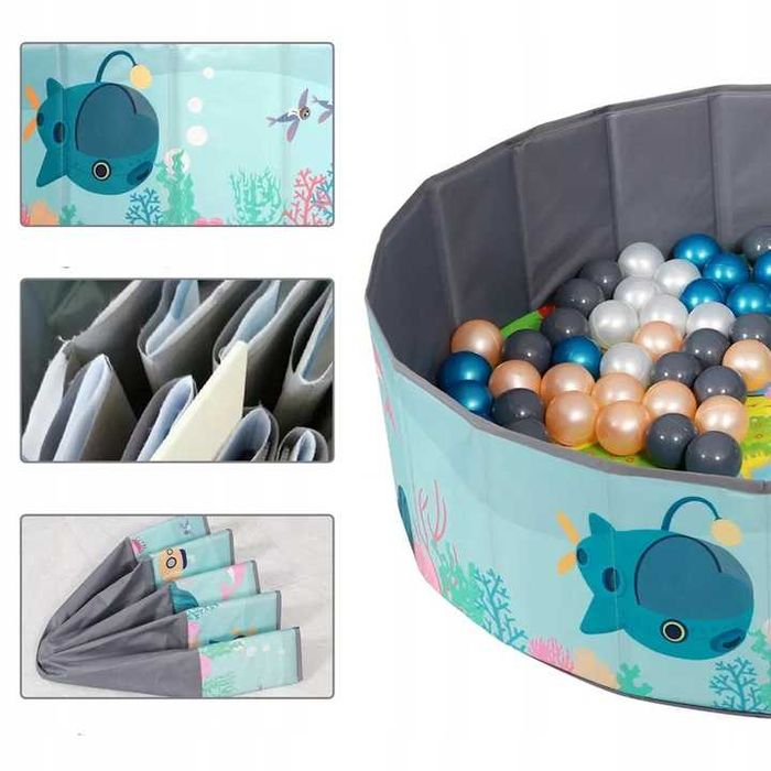 DUŻY Suchy Basen z Kuleczkami Piłki 100x30 SKŁADANY XXL