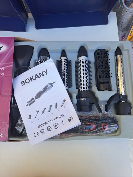 Escova Modeladora de Ar Quente SOKANY HB-809 – 7 Acessórios