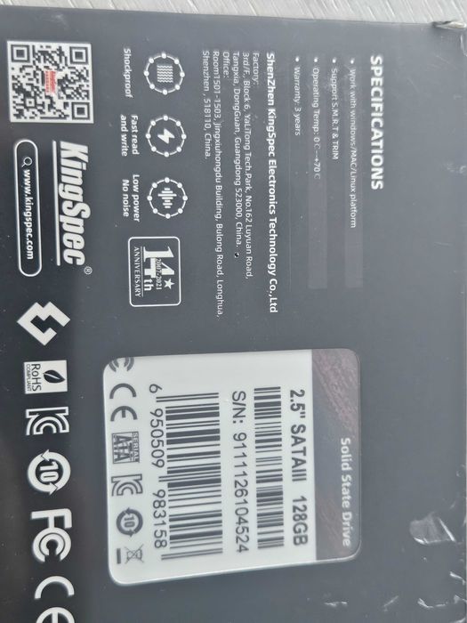 SSD диск KingSpec 128Gb , новий ,2.5" SATA3