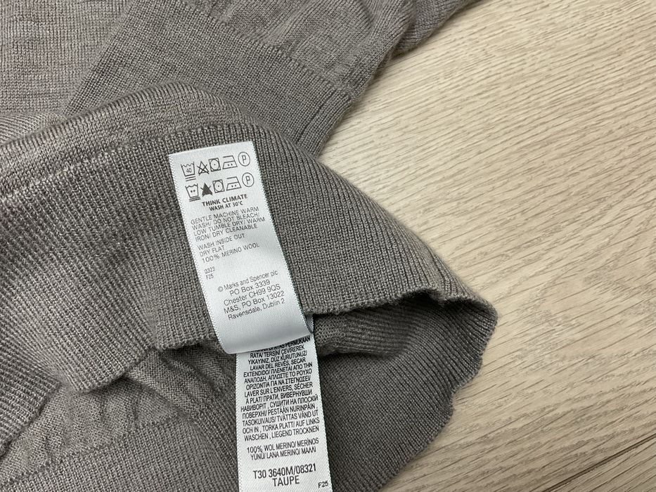 Marks&Spencer sweter męski L wełniany 100% merino wool cienki ciepły