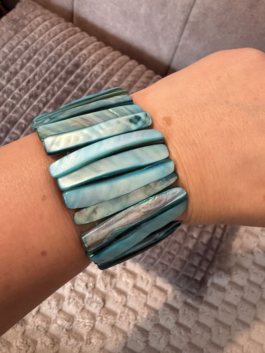 Bransoletka PRL  vintage, boho masa perłowa