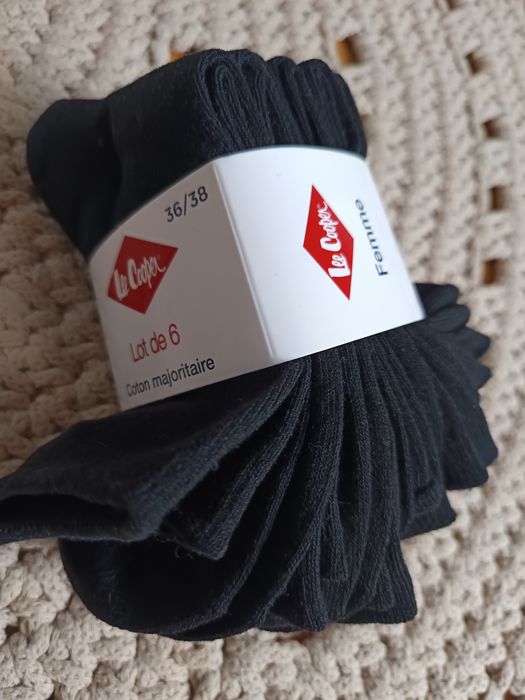 Lee Cooper damskie skarpety czarne 6 par nowe 36/38