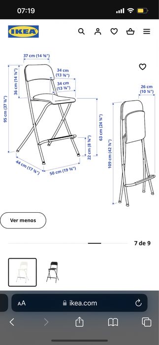 3 High-back stools. Foldable. White64862469304193121