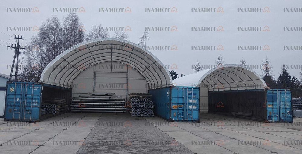 Zadaszenie kontenerowe 10x12 m namiot budowlany kontenery wiata hala