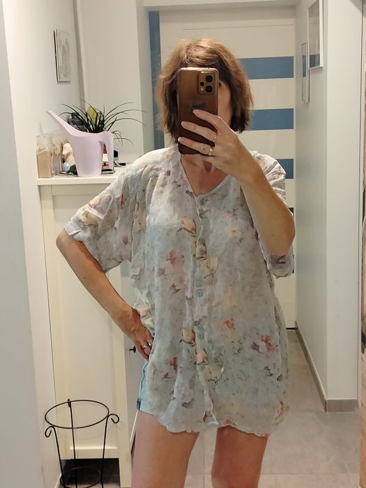 Tunika długa bluzka szyfonowa w kwiaty Indie one size