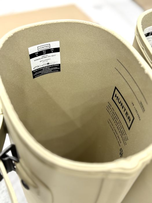 Kremowe wysokie kalosze gumowce Hunter Refined 39