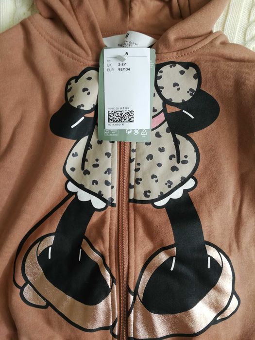 Ціну знижено!Нова кофта  фліс на дівчинку НМ, Мінні Дісней, 2-4 роки