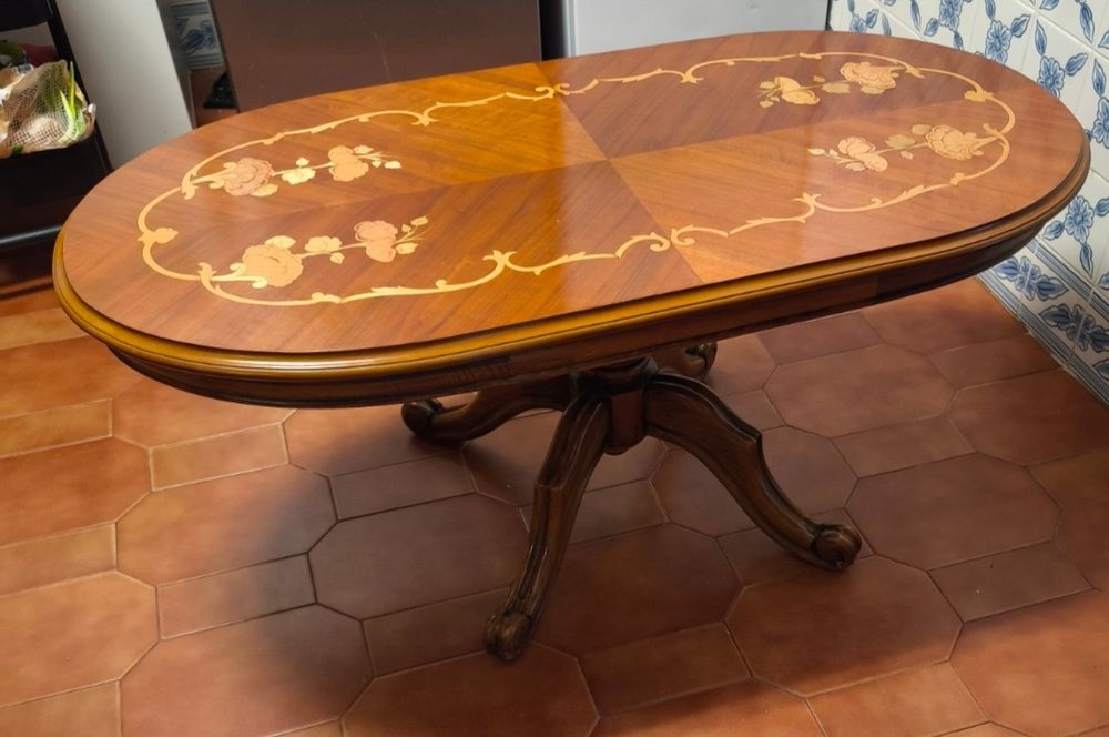 Mesa apoio Madeira com desenho flores