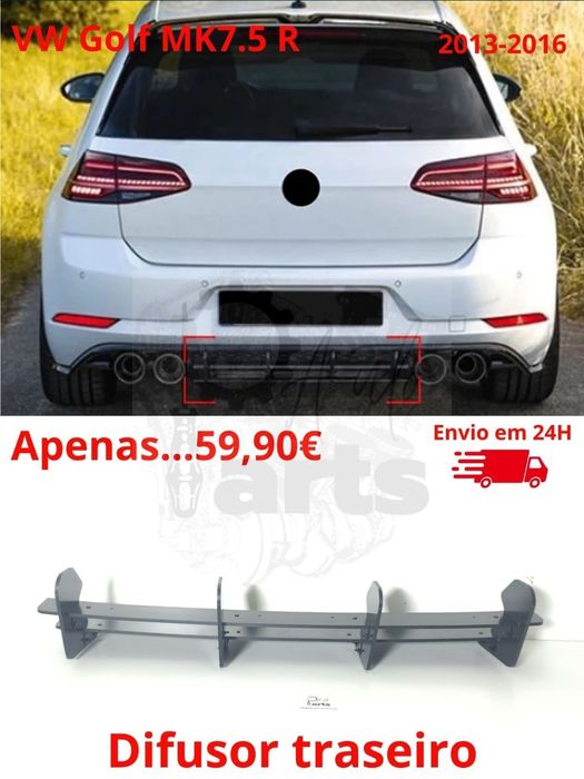 Difusor traseiro Volkswagen Golf Mk7.5 R de 2013 a 2016