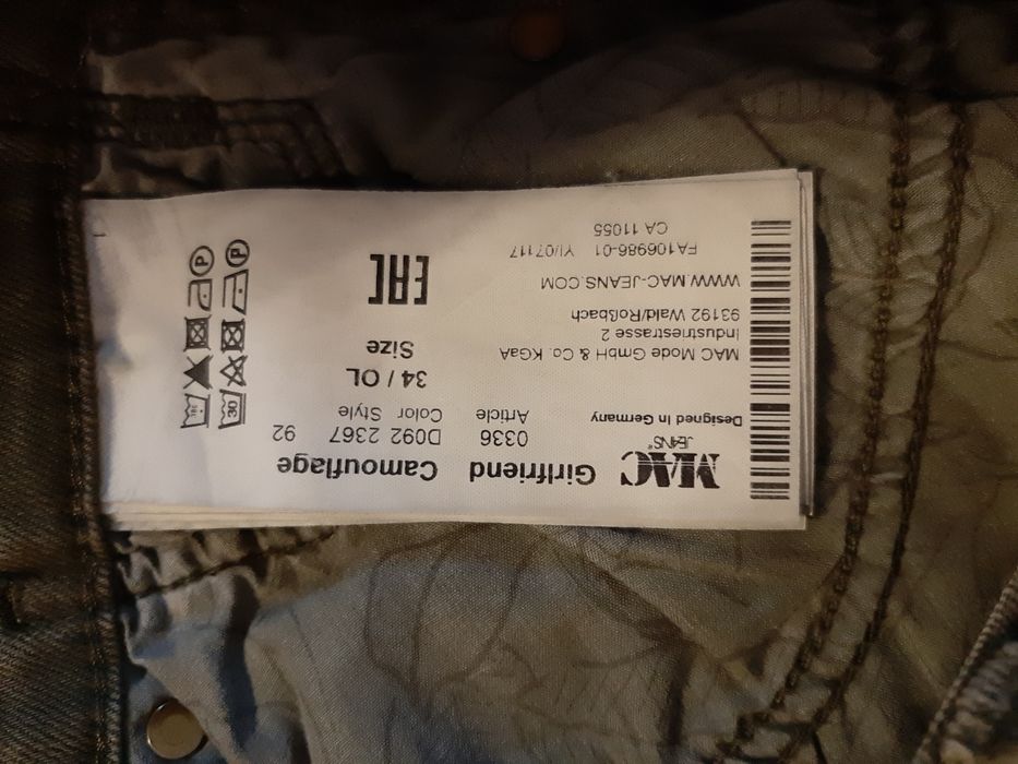 MAC jeans dżinsy moro oliwka khaki lampas w 34 42
