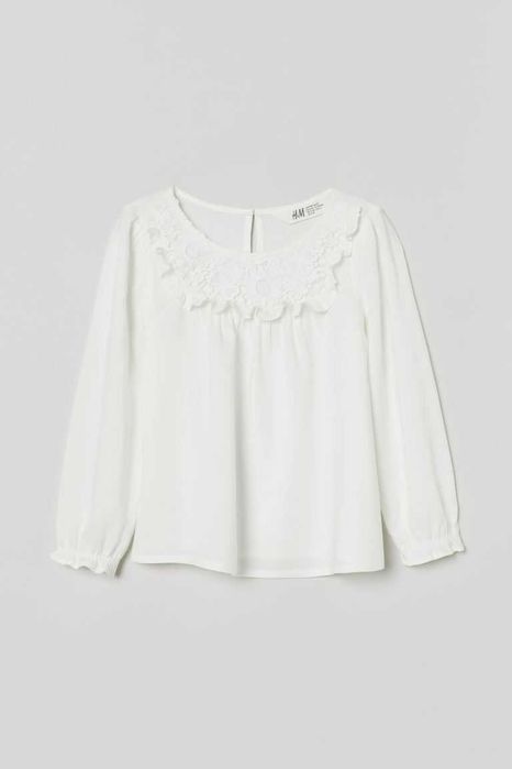 Блуза HM, кофточка с кружевной кокеткой  6-7 лет