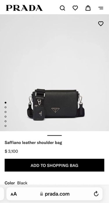 Prada Saffiano Leather Shoulder Messenger Bag