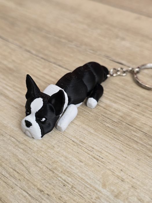 Breloczek Boston Terrier 3d - Seria Psów Brelok Druk3d fidget Keychain