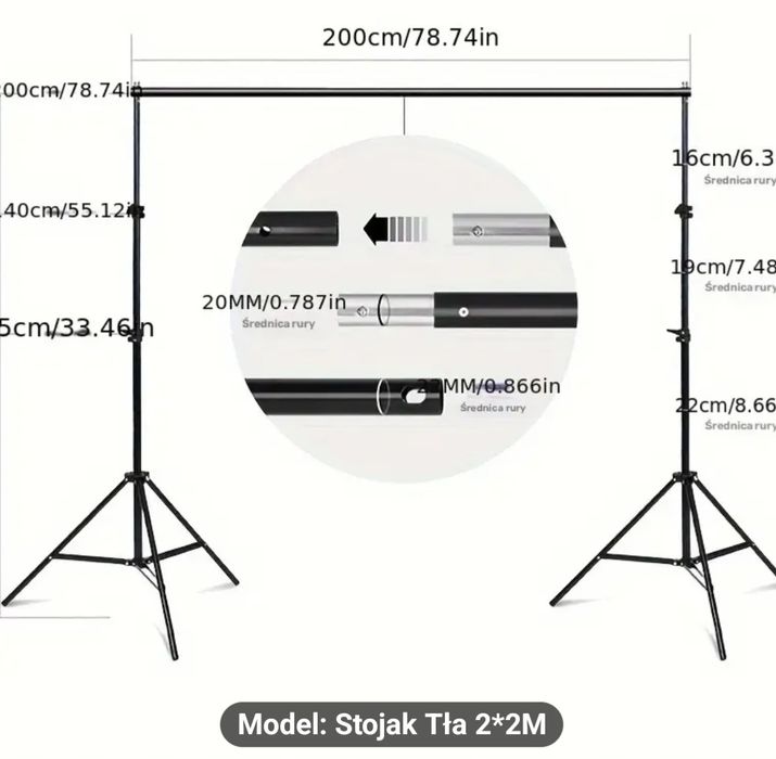 Stojak do tła fotograficznego 2m na 2m