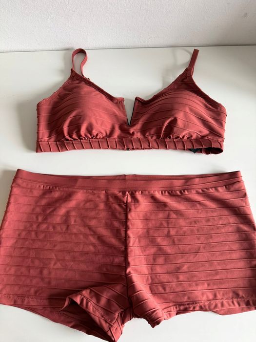 B.P.C bikini w strukturalne paski brąz marsala szorty r.42