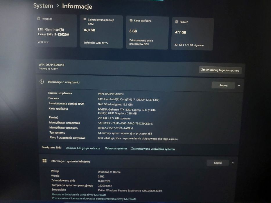 Laptop msi miesiąc temu kupiony nowy