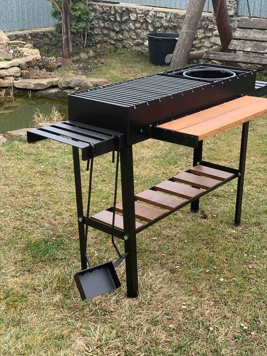 Великий мангал з решіткою та підставкою метал 5 мм ВСЕ В КОМПЛЕКТІ