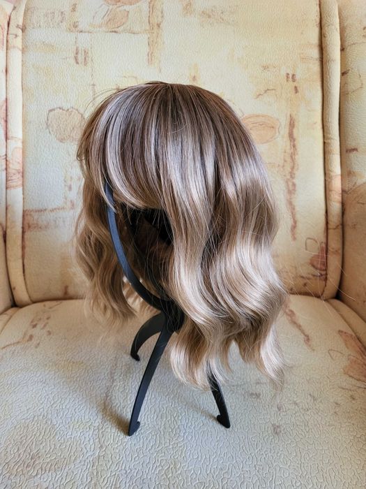 Парик розовый длинный локоны короткий русый волны кучери омбре челка