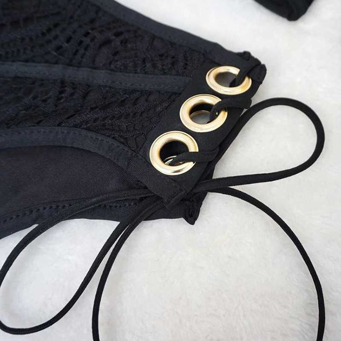 Damskie Bikini Wysoki Stan Kostium Kąpielowy Koronka Ażur XL