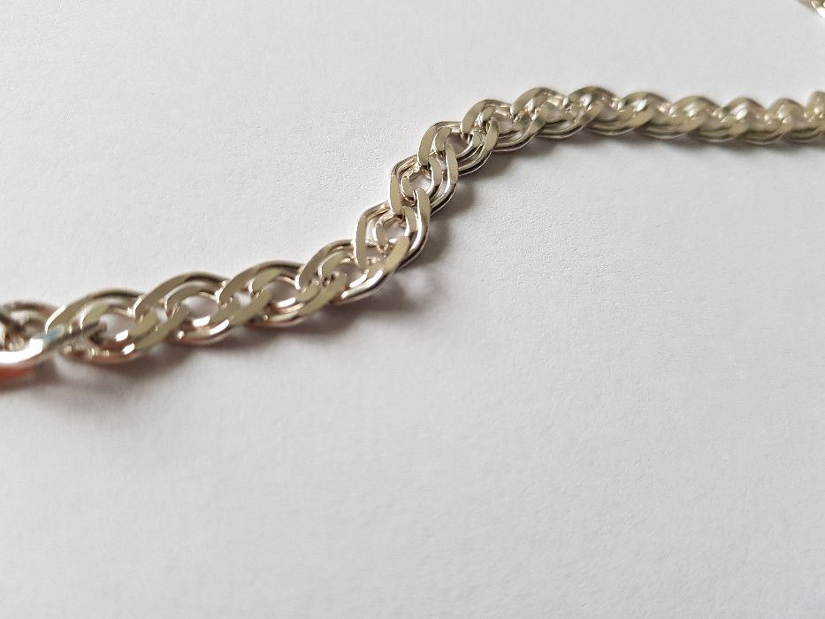 Szeroki Łańcuszek srebrny 42,5 cm stan idealny