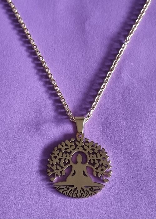 Colar dourado , em aço, com lindo pingente. Tem extensor.