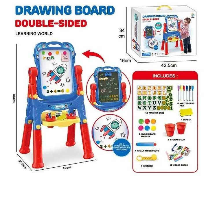 Дитячий мольберт 2в1  дошка для творчості та малювання