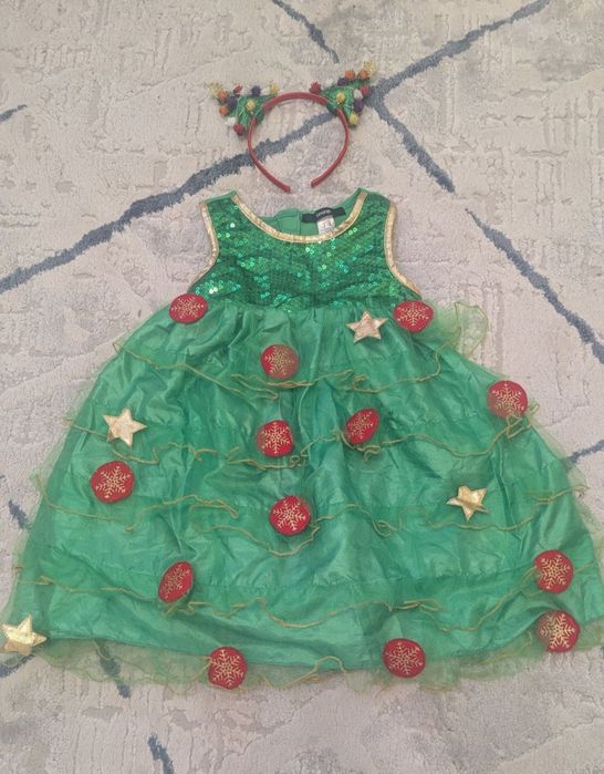 Карнавальна сукня Ялинка + обруч від George. На 3-4 роки