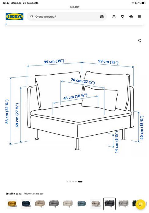 Sofá Modular Cinzento com 9 Lugares