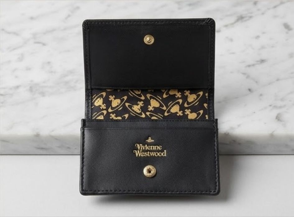 Brand New Vivienne Westwood black card holder with iconic gold orb