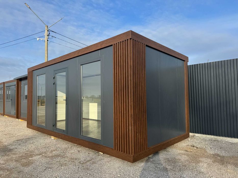 Pawilon handlowy 6x2,80 grafit obróbki i lamele orzech