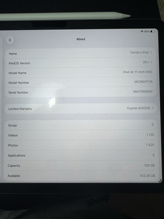Ipad air m3 11" 128gb + Apple Pencil Pro