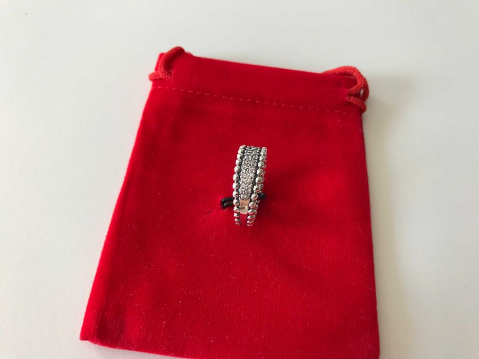 Anel Beaded Pavé Band Pandora em Prata de Lei 925 Novos