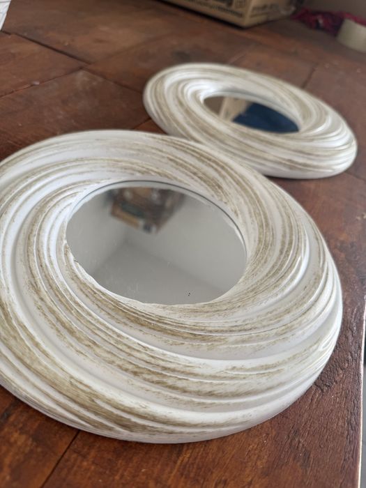 Conjunto de 2 espelhos decorativos – estilo rústico / boho