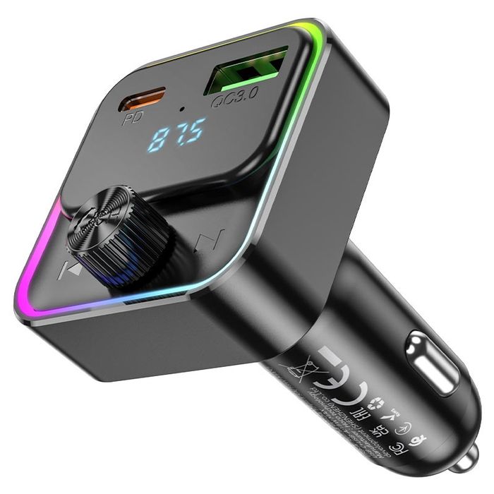 FM Модулятор Hoco E81 USB/Type-C, 30W/3A, PD/QC с быстрой зарядкой