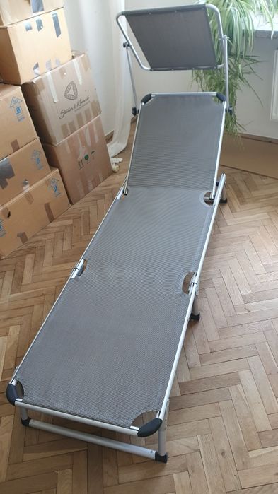 Leżak składany z daszkiem, bardzo solidny