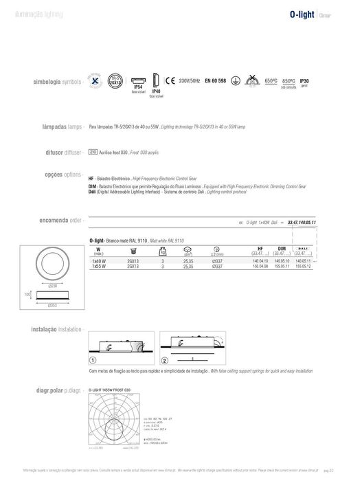 Projector de embutir em tecto ou parede