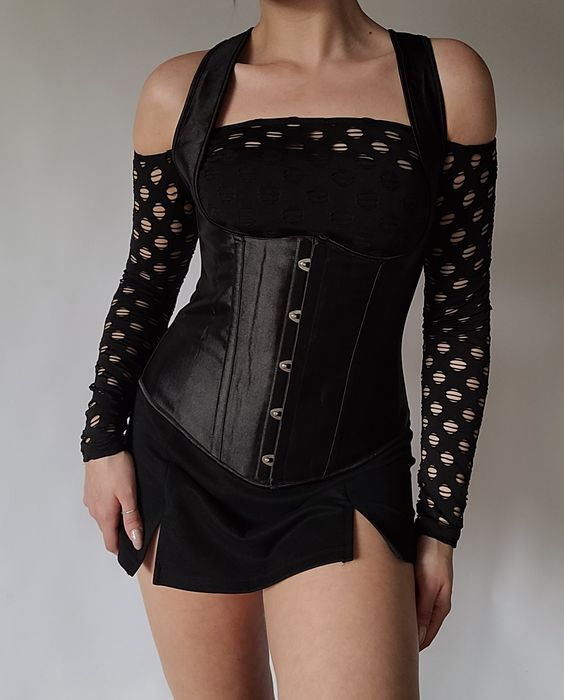 Czarny gorset L XL 40 42 corset story avant garde y2k alternative