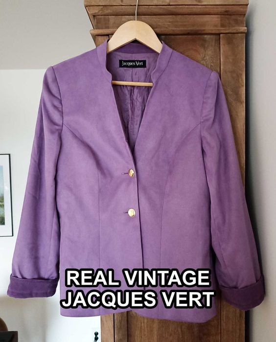 Liliowy żakiet a'la zamsz Jacques Vert vintage