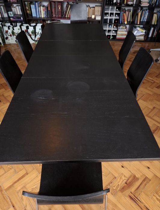 Mesa de jantar e 6 cadeiras em wenge